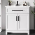 LIKIMIO 30" Bathroom Vanity with Sink, 1 U-Shaped Drawer & 2 Doors, White