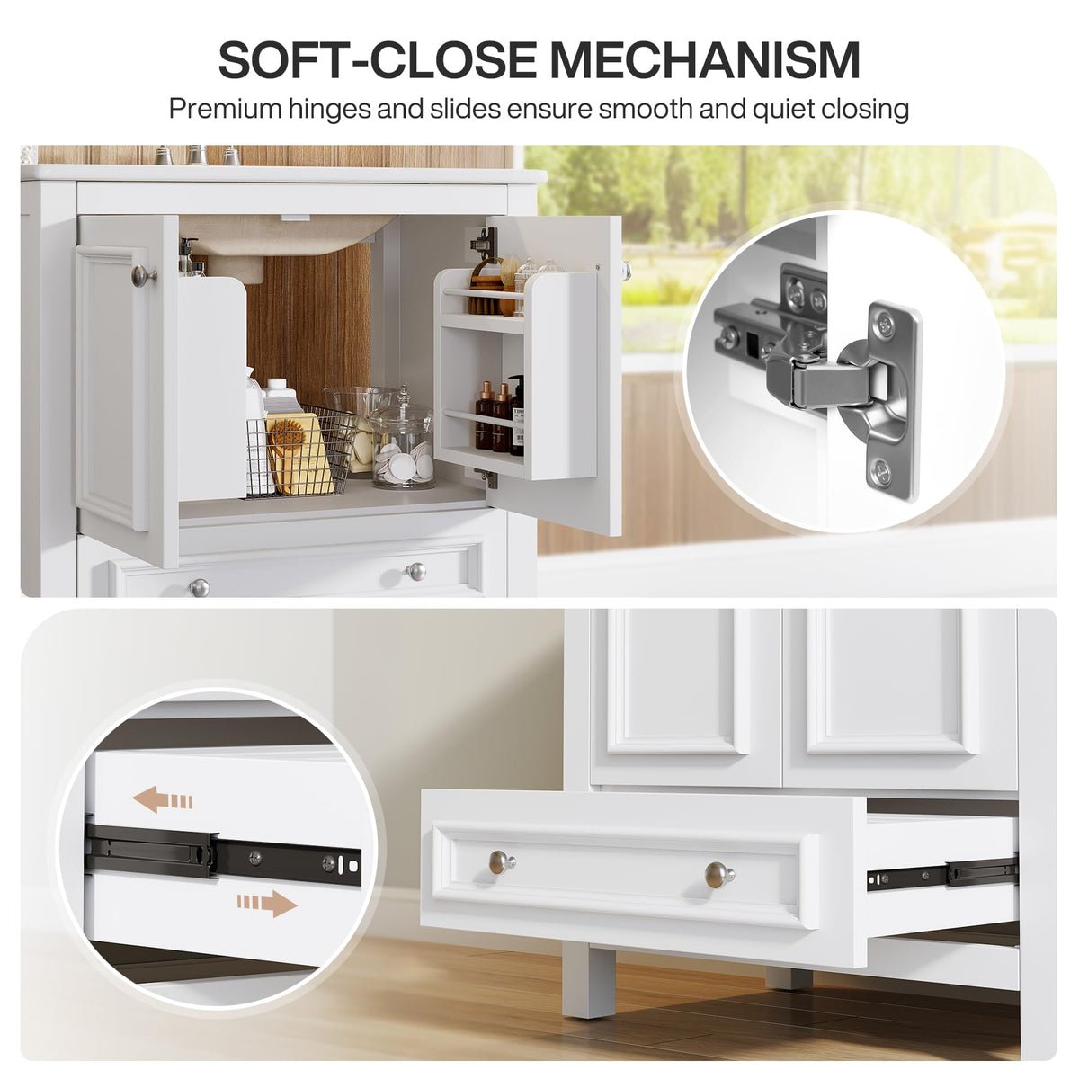 Tribesigns 30" Bathroom Vanity with Sink, Freestanding Bathroom Vanities Cabinet with Ceramic Basin Combo, Bathroom Sink Cabinet with 2 Doors and 1 Drawer, Solid Wooden Frame (Navy Blue, 30 INCH)