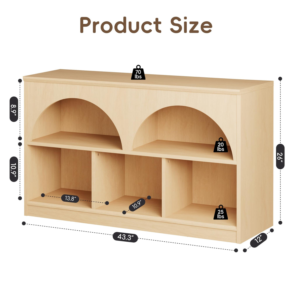 Fatmok Kids Bookshelf and Toy Storage, 2 Pack 58.5ââ Toy Organizer with Movable Chests & 3 Storage Bins, Large Kids Reading Nook with 5 Cubbies for Playroom, Bedroom, Nursery, White