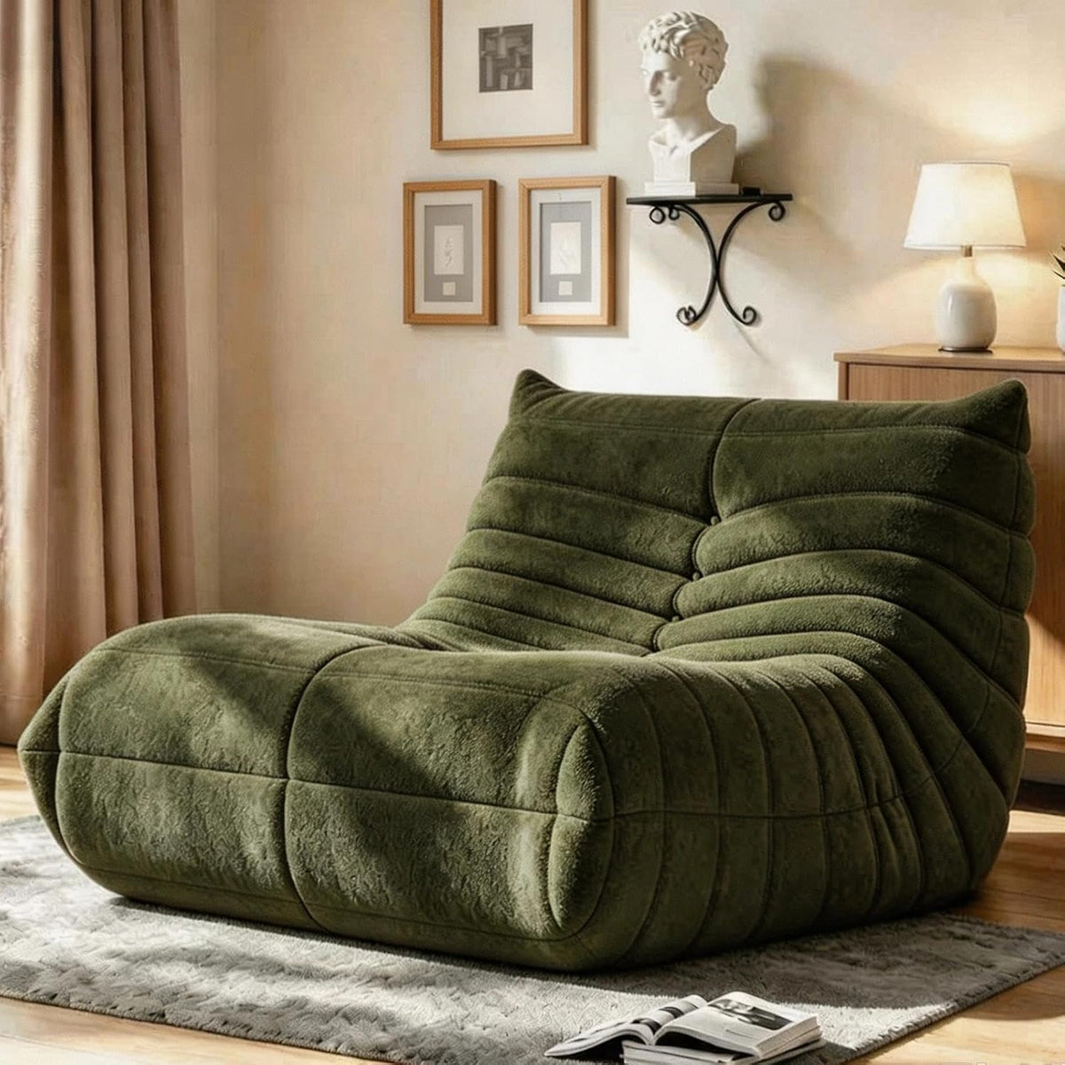 WHGBJA Giant Bean Bag Chair for Adults, Comfy Beanbag with Memory Foam