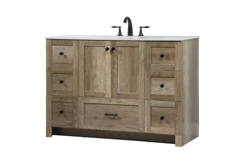 18" Pre-Assembled Bathroom Vanity with Sink, Engineered Wood, Ivory White Engineered Marble Countertop Included, Single Oval Porcelain Sink, 1 Soft-Close Drawers, Expresso