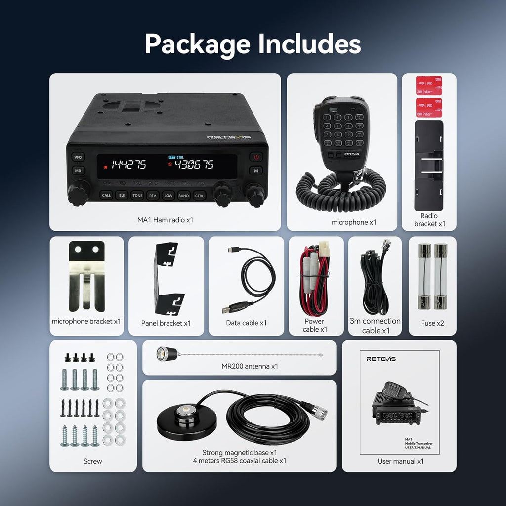 Retevis MA1 Dual Band Ham Radio, Cross-Band Repeater Mobile Transceiver