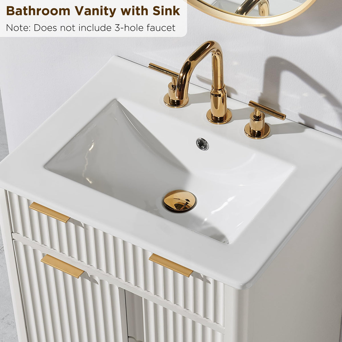 T4TREAM 60" Fluted Bathroom Vanity with Resin Sink Combo, Natural Oak