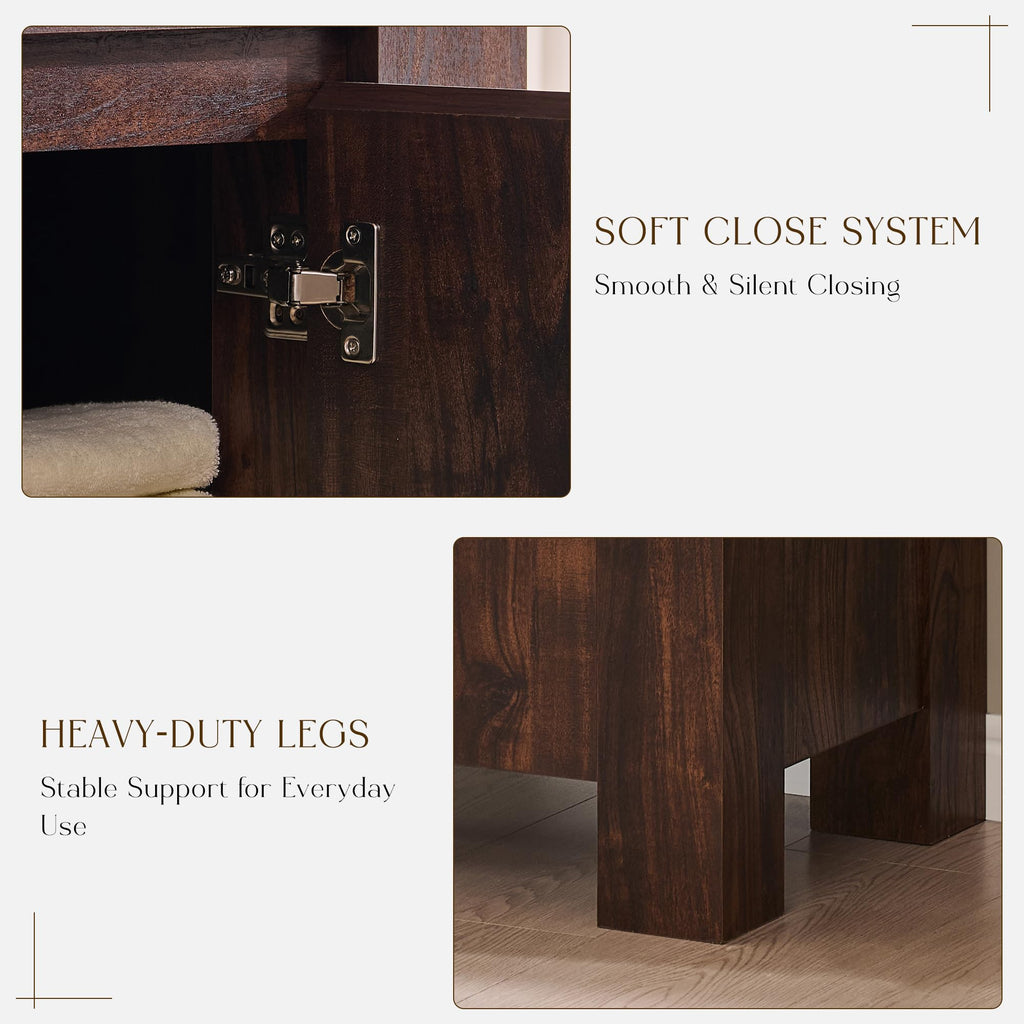 T4TREAM 47.6 Inch Modern Bathroom Vanity with Double Sink, Natural Oak