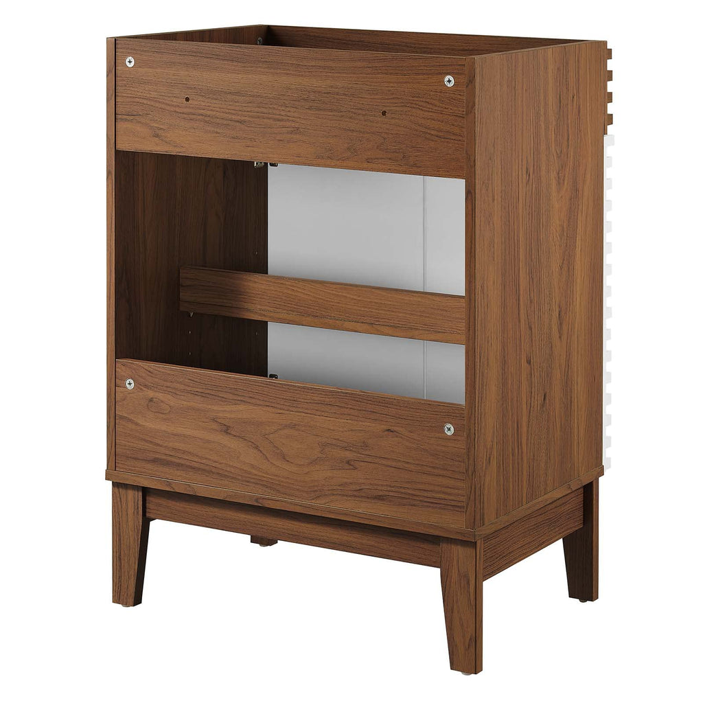 Modway Render Mid-Century Bathroom Vanity With Sink in Walnut White,24 Inch