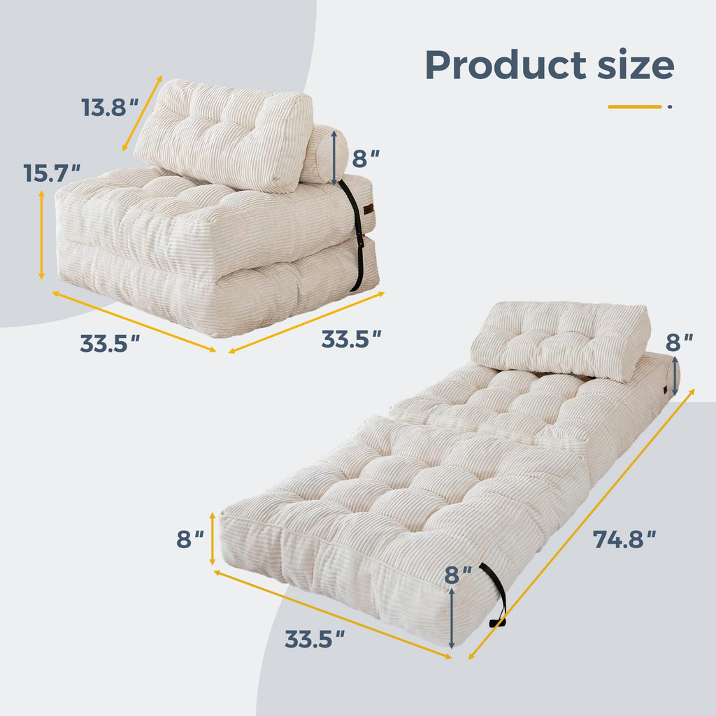 MAXYOYO Folding Sofa Bed, Convertible Chair Bed with Pillow
