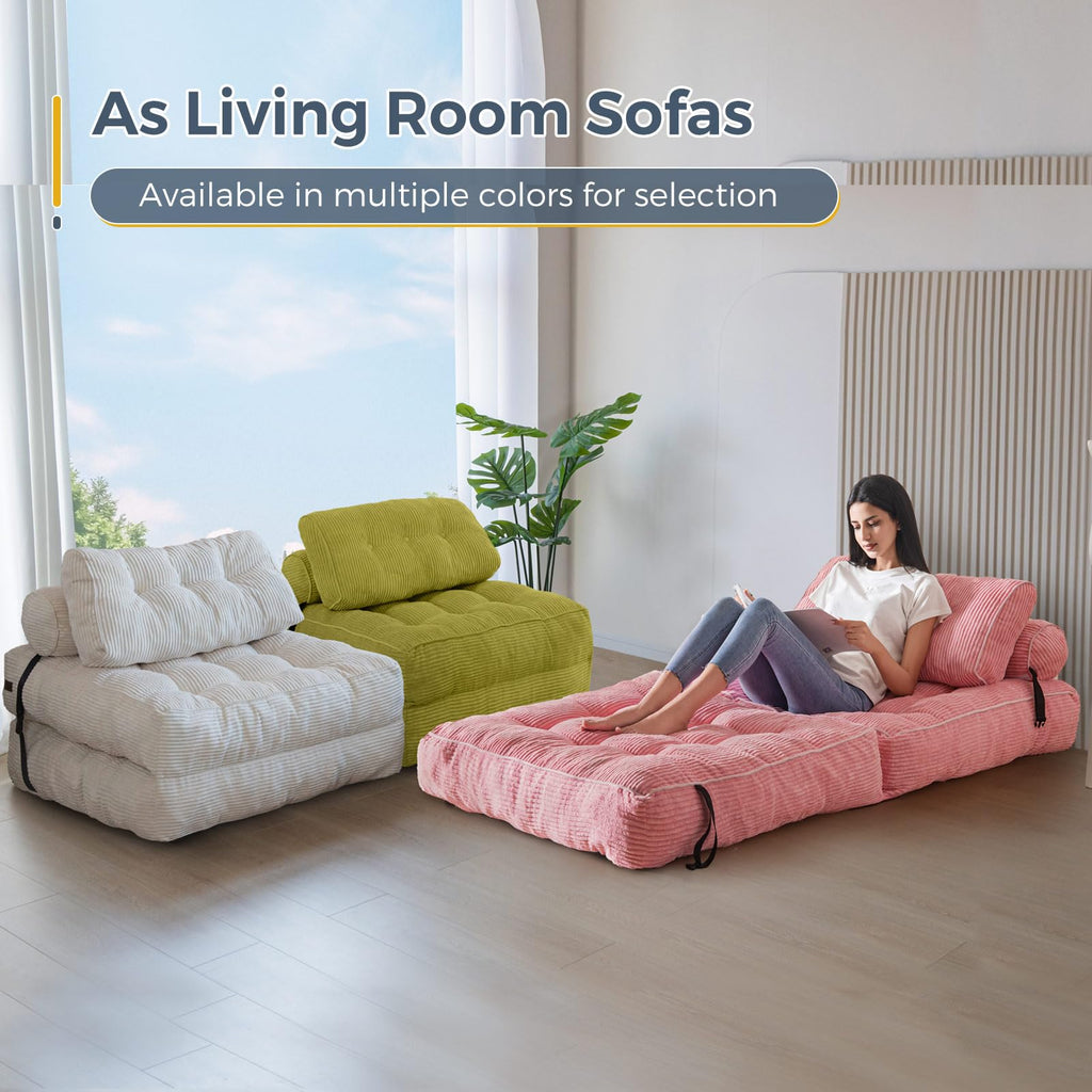 MAXYOYO Folding Sofa Bed, Convertible Chair Bed with Pillow