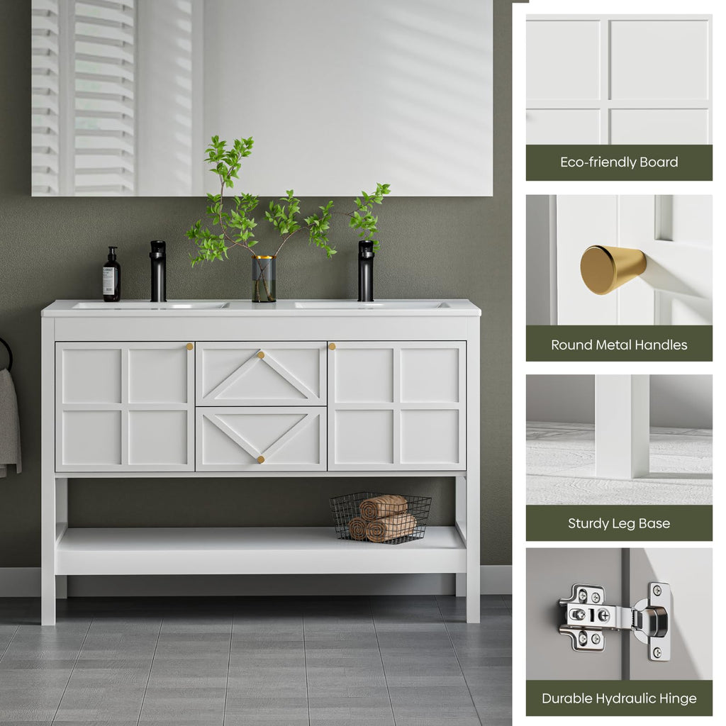30" Bathroom Vanity with Sink, Modern Bathroom Cabinet, White