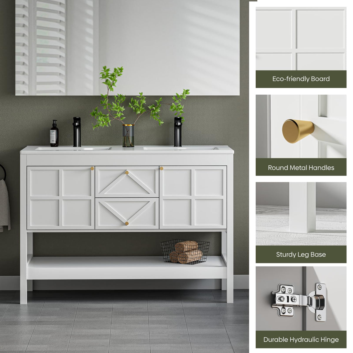 30" Bathroom Vanity with Sink, Modern Bathroom Cabinet, White