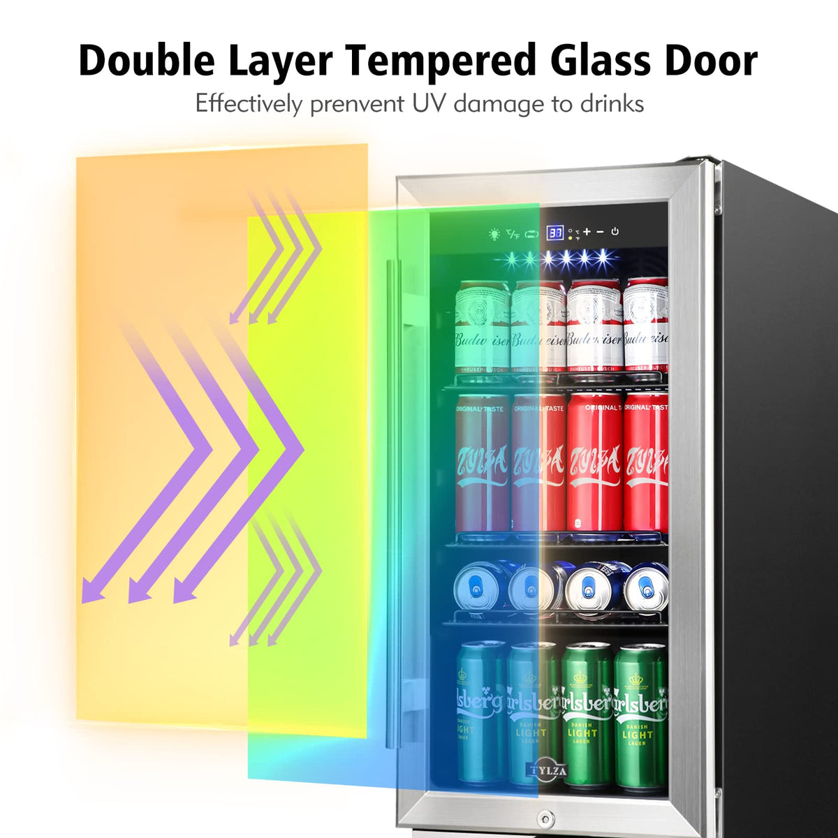 Tylza 24" Dual Zone Wine and Beverage Cooler Quiet Compressor