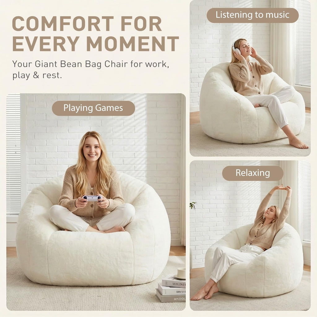 HUGHEAVEN Max Giant Bean Bag Chair, Bean Bag Sofa for Adults & Teens
