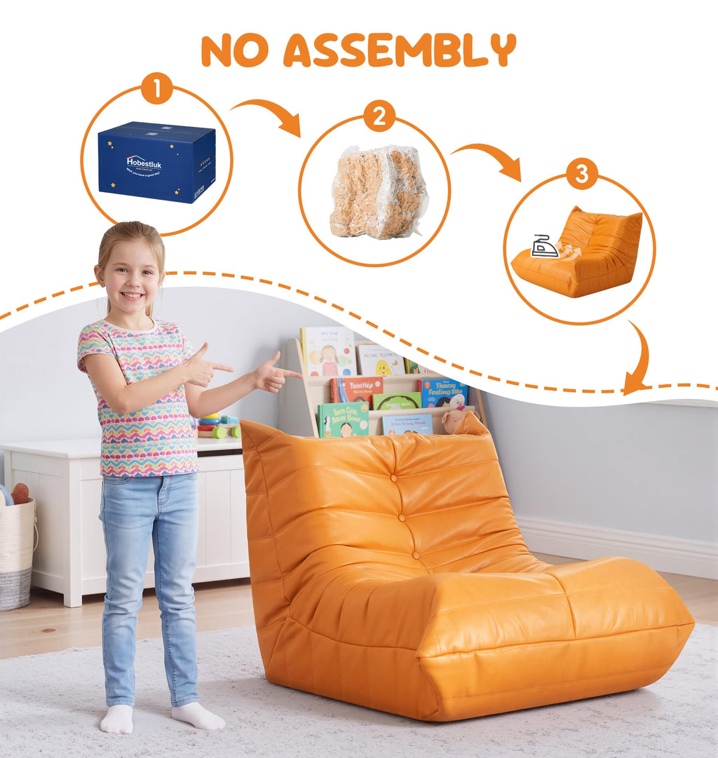 Hobestluk Bean Bag Chair Adult Leather Togo Chair Memory Foam Living Room