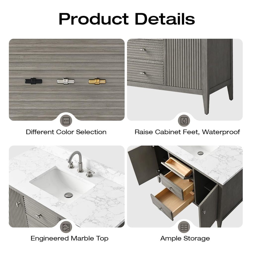 Vanity Art 84 inch Bathroom Vanity with Double Sink & Ceramic Top, Vanity Cabinet with Soft-Closing Door, Solid Wood Frame, Linear Pattern, Walnut, Golden Brushed Handware,Vintage Green