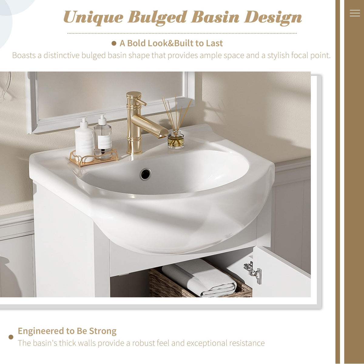 YOPTO 20" Bathroom Vanity with Ceramic Sink, French Style, Black