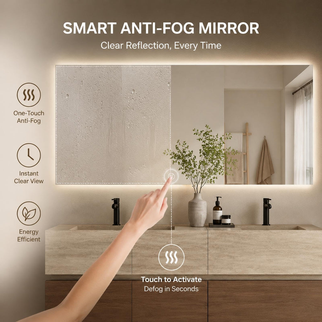72 in Double-Sink Freestanding Bathroom Vanity with LED Mirror