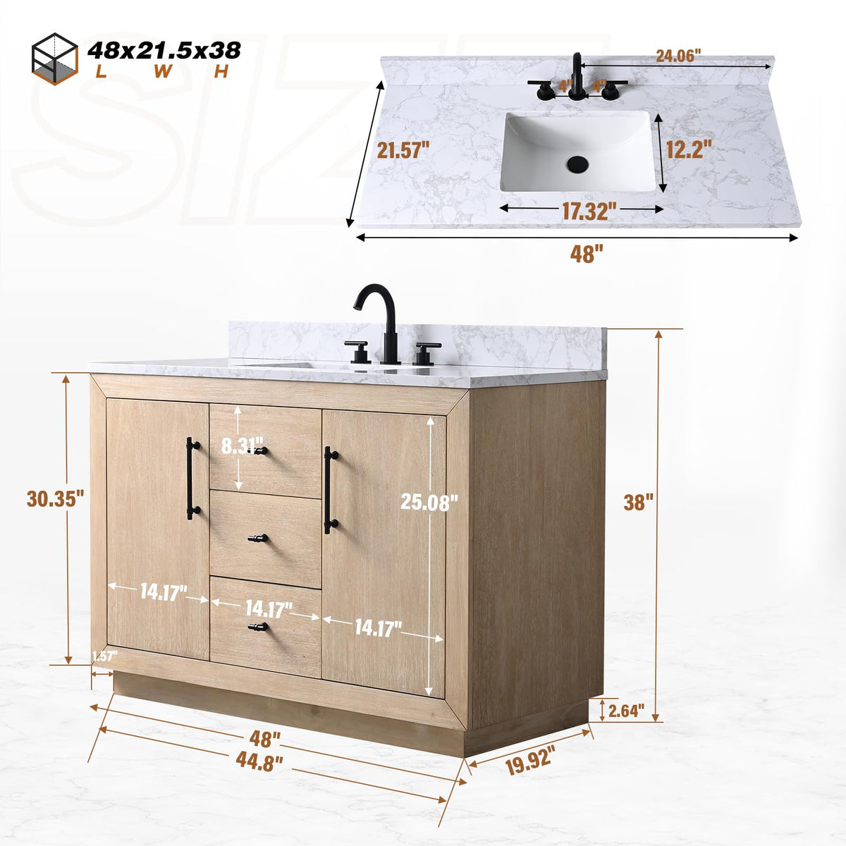 HOMEBEYOND 72" Bathroom Vanity with Double Sink & Ceramic Top, MDF Material Vanity Cabinet with Basin Combo, Soft-Closing Doors, Removable Shelf, Backsplash, Tan