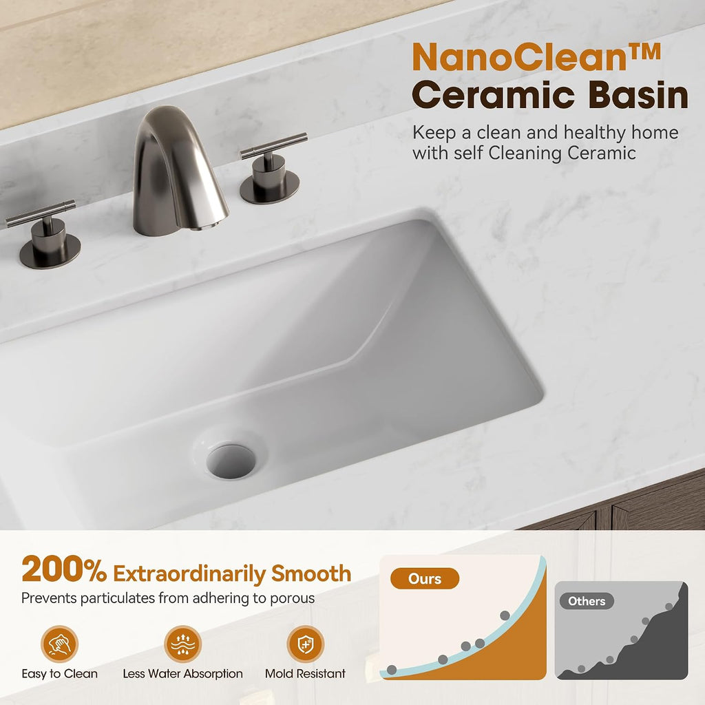 72 Inch Double Sink Bathroom Vanity Solid Wood, Fully Assembled