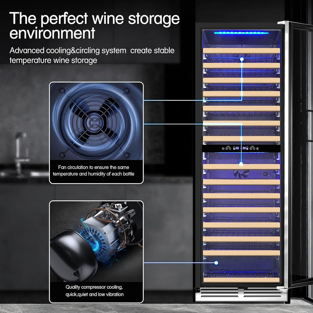 BODEGA 24" Dual Zone Wine fridge,174 Bottles Wine Cooler Refrigerator