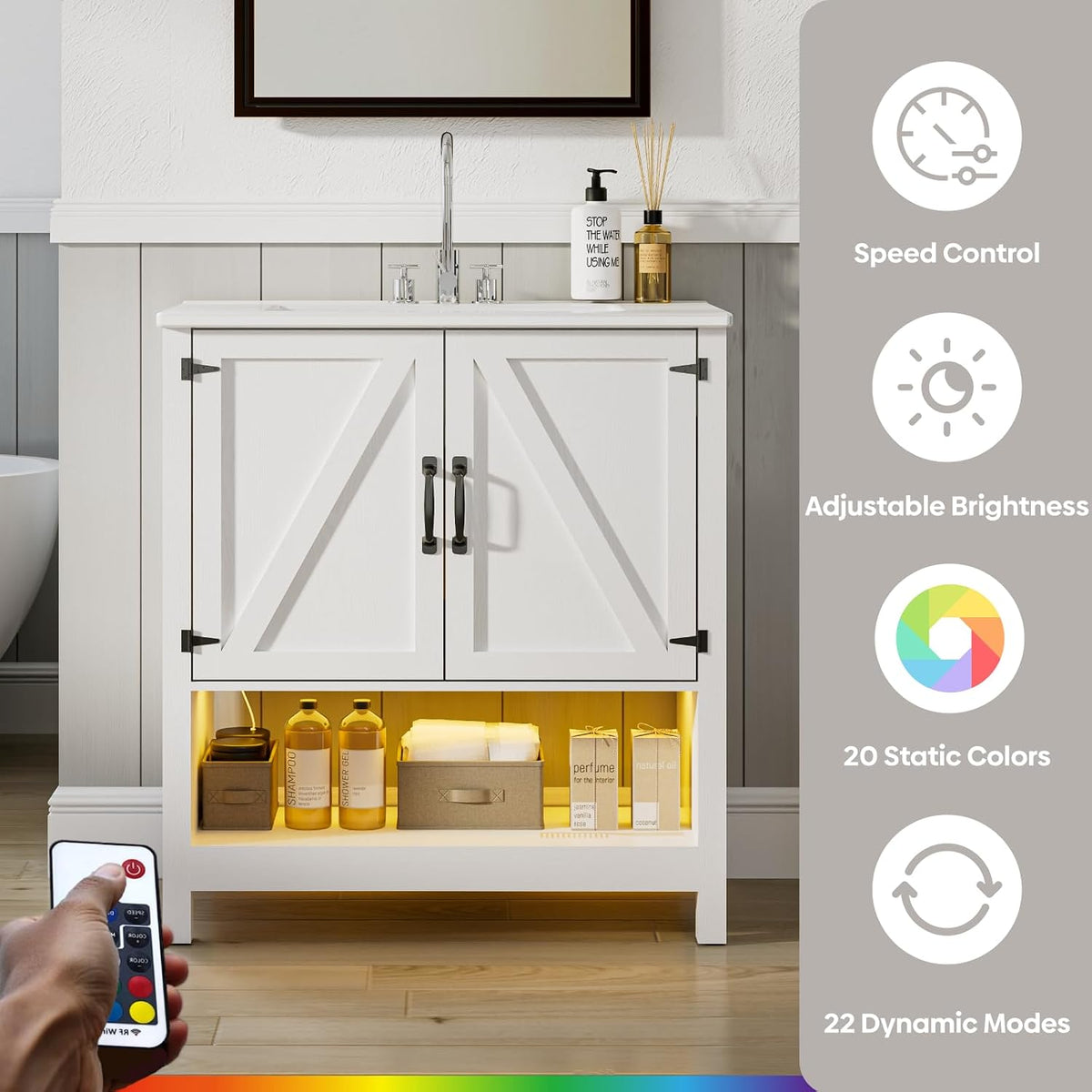 30" Bathroom Vanity with Sink, Modern Bathroom Cabinet, White