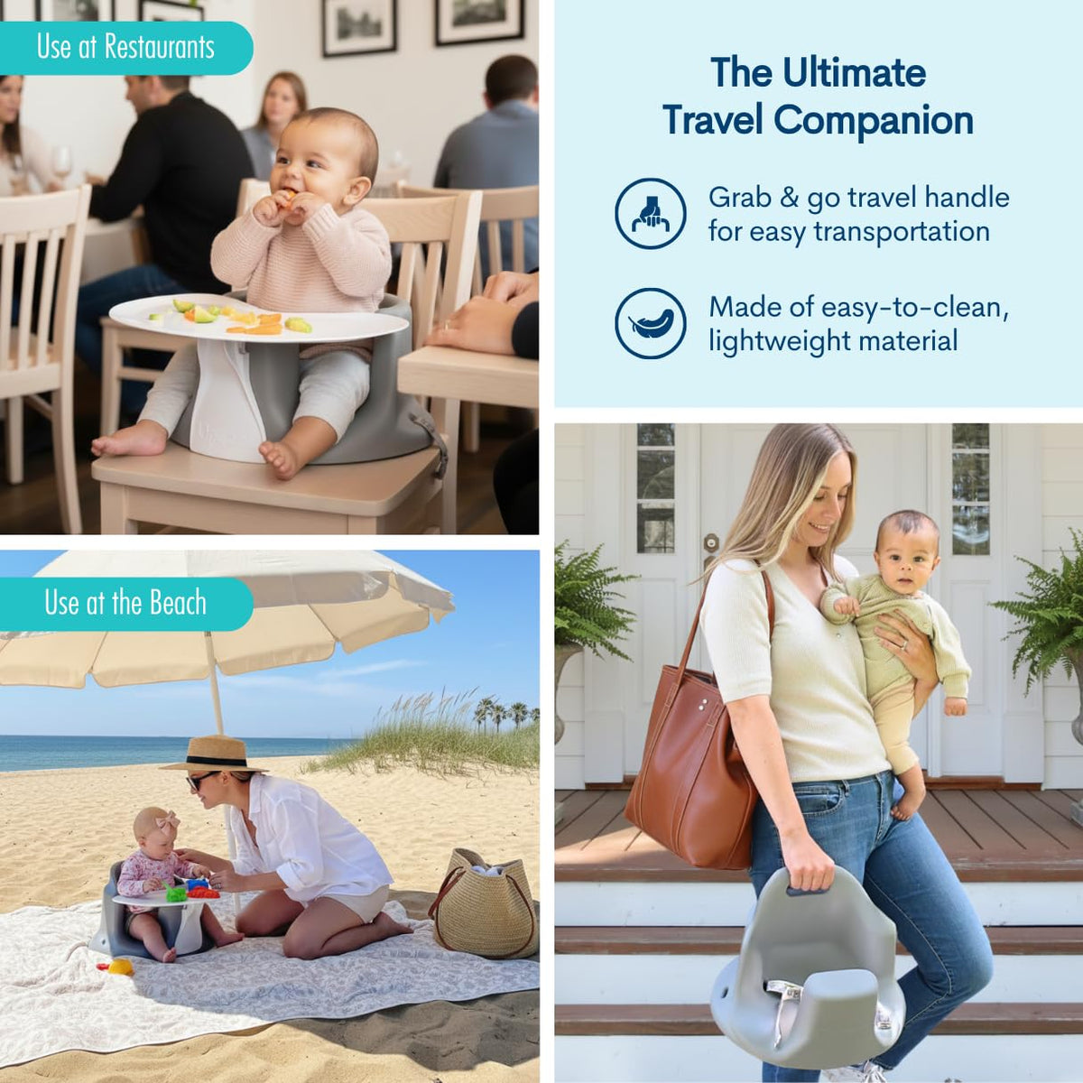 Upseat â The Original Ergonomic Baby Floor & Booster Seat with Tray, Developed with Physical Therapists for Upright Posture & Healthy Hip Development, 4â24 Months, Extra-Large Tray (Sage)