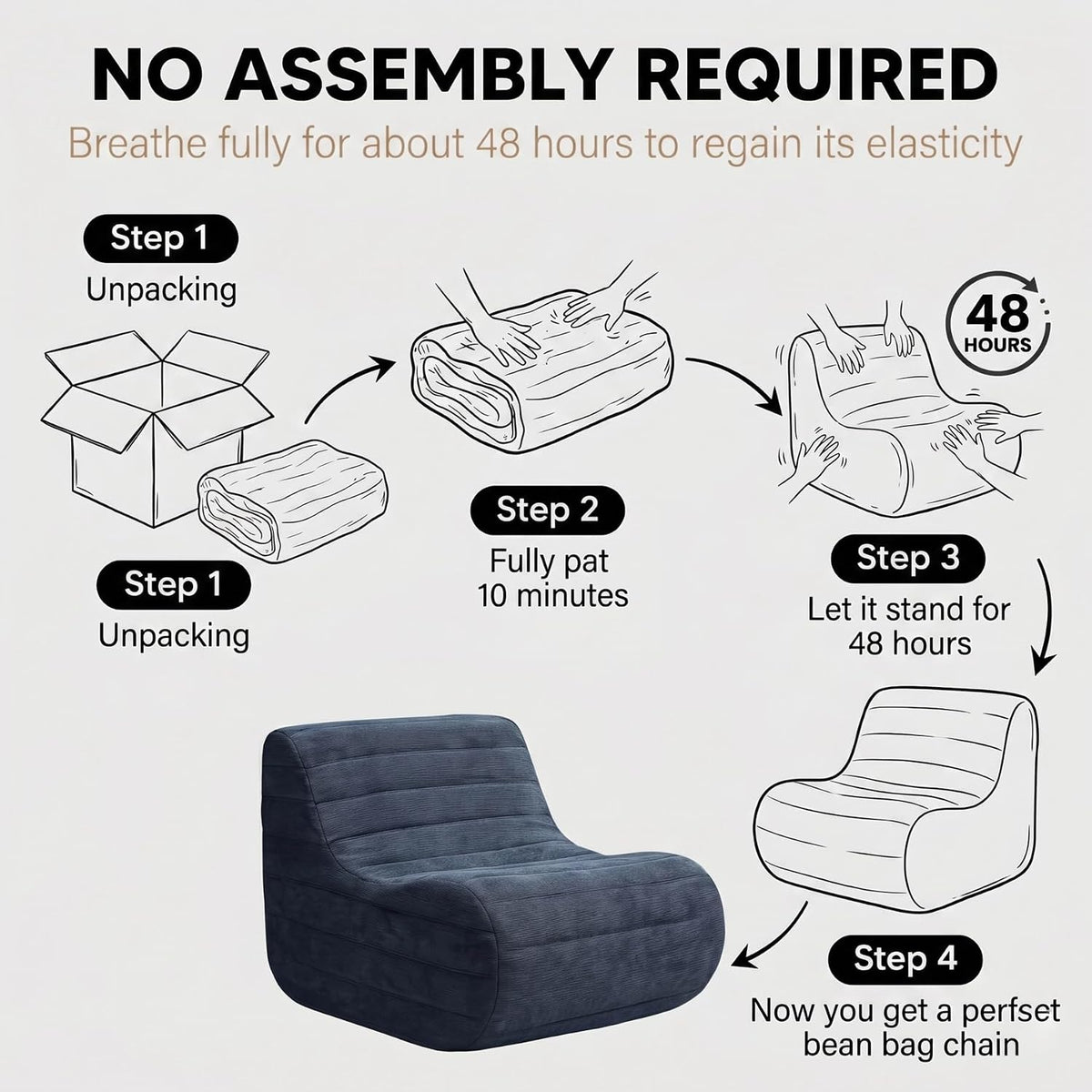 Memory Foam Bean Bag Chair, Gray