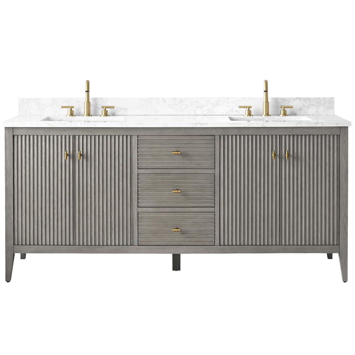Vanity Art 84 inch Bathroom Vanity with Double Sink & Ceramic Top, Vanity Cabinet with Soft-Closing Door, Solid Wood Frame, Linear Pattern, Walnut, Golden Brushed Handware,Vintage Green