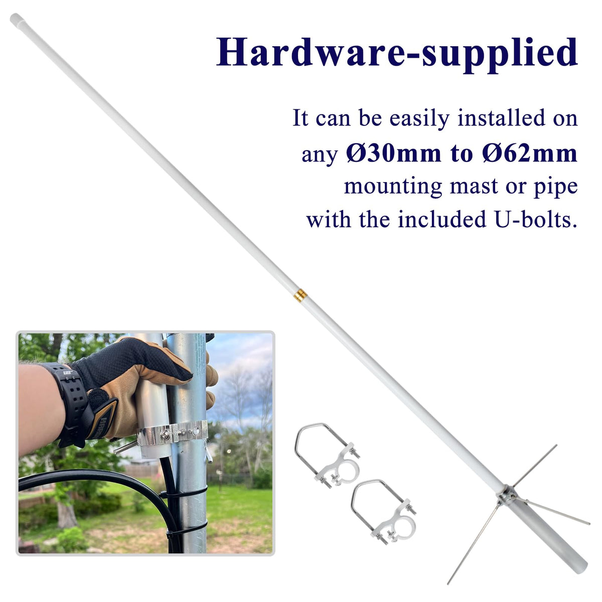 2m/70cm Dual-Band Base Station Antenna, 200W 5.5/8.5dBi High Gain