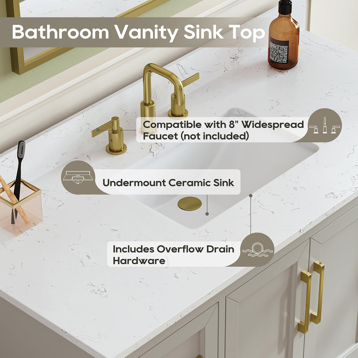 48 inch Bathroom Vanity with Sink, Green