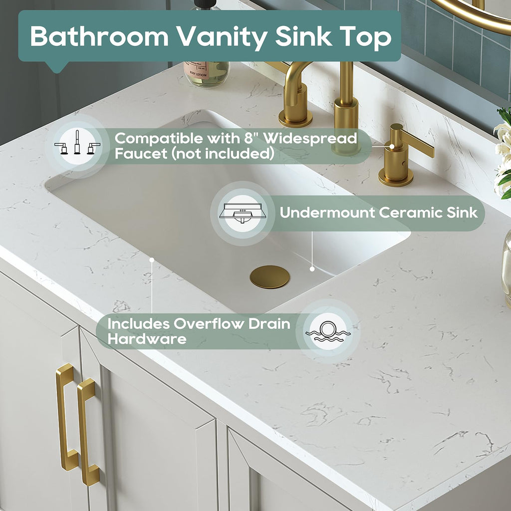 60 Inch Bathroom Vanity with Double Sink Combo, Greige