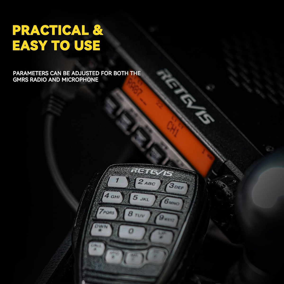 Retevis RA87 GMRS Mobile Radio, High Power Mobile Transceiver Base Station