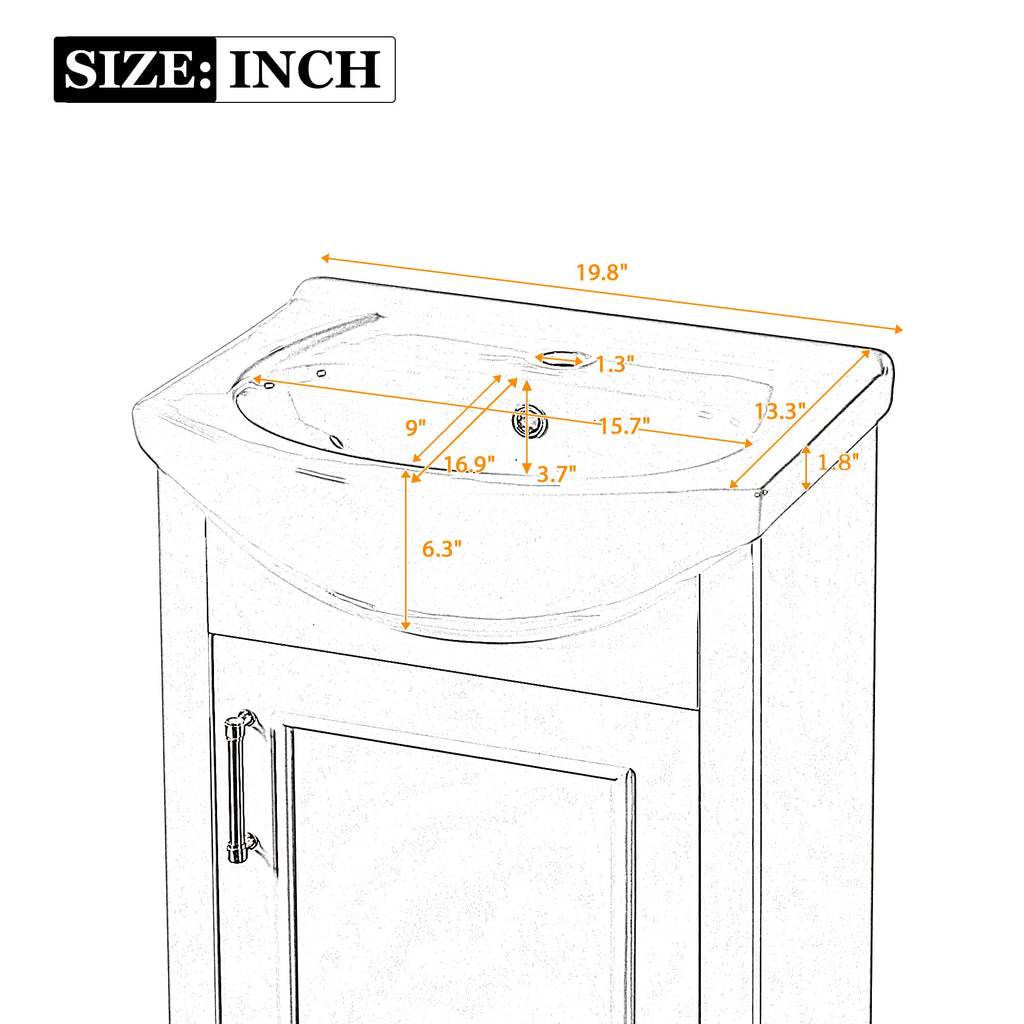 YOPTO 20" Bathroom Vanity with Ceramic Sink, French Style, Black