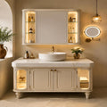 54 in Freestanding Single Sink Bathroom Vanity with LED Mirror Cabinet