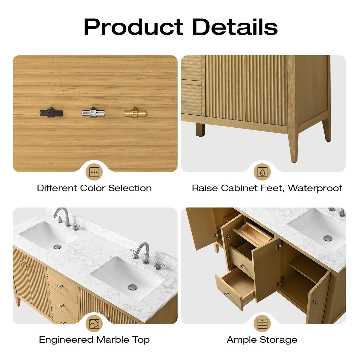 Vanity Art 84 inch Bathroom Vanity with Double Sink & Ceramic Top, Vanity Cabinet with Soft-Closing Door, Solid Wood Frame, Linear Pattern, Walnut, Golden Brushed Handware,Vintage Green