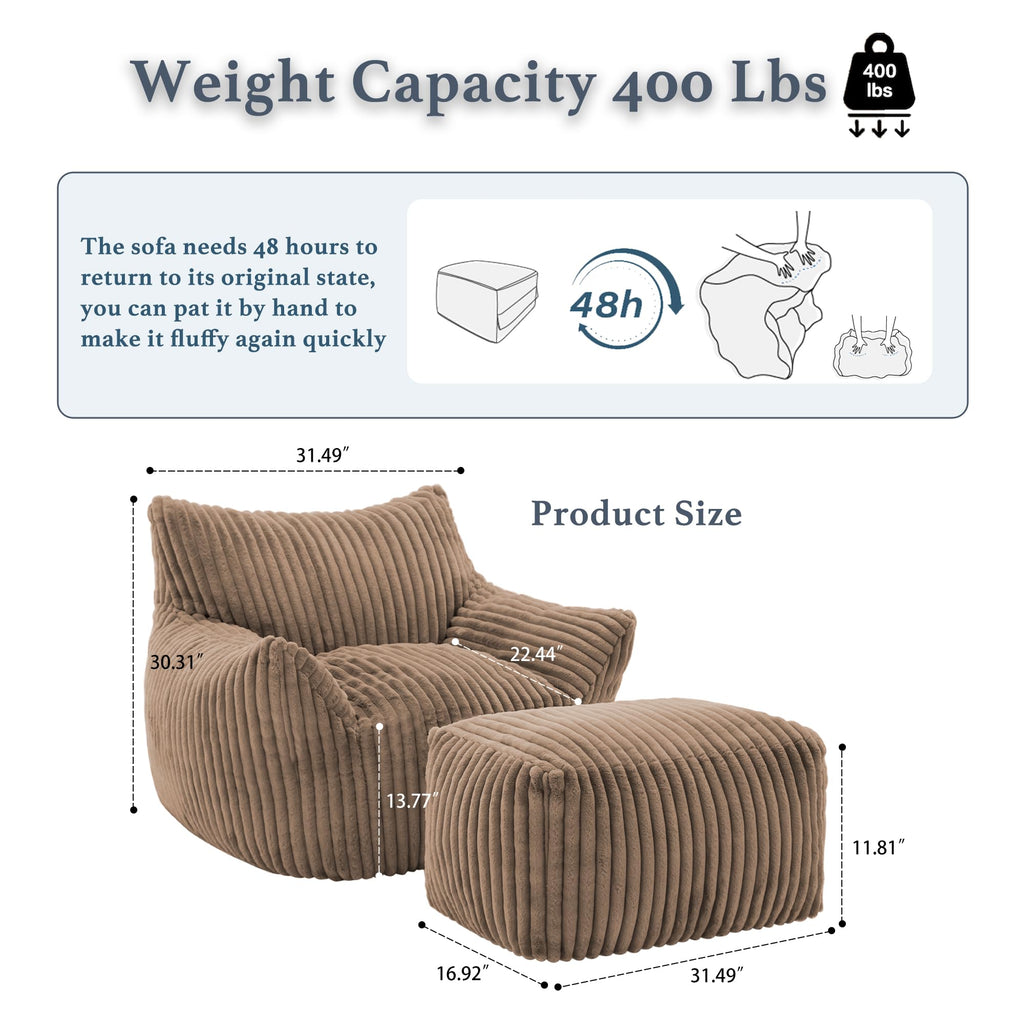 3-in-1 Giant Bean Bag Chair for Adults & Kids, Convertible Floor Sofa to Mattress, Memory Foam Beanbag Chair with Washable Cover, Multi Functional Lounge Couch for Bedroom, Living Room (Dark Grey)