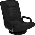 Best Choice Products Swivel Gaming Chair 360 Degree Multipurpose Floor Chair Rocker for TV, Reading, Playing Video Games w/Lumbar Support, Armrest Handles, Adjustable Foldable Backrest - Black/Black