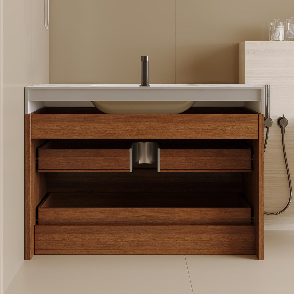 Glintee 40" Floating Bathroom Vanity & Sintered Stone Top, Black