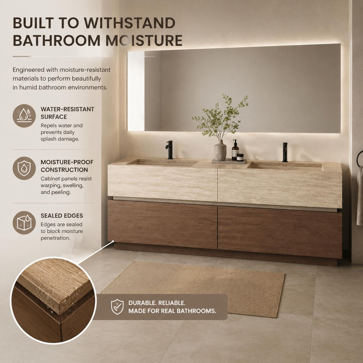72 in Double-Sink Freestanding Bathroom Vanity with LED Mirror