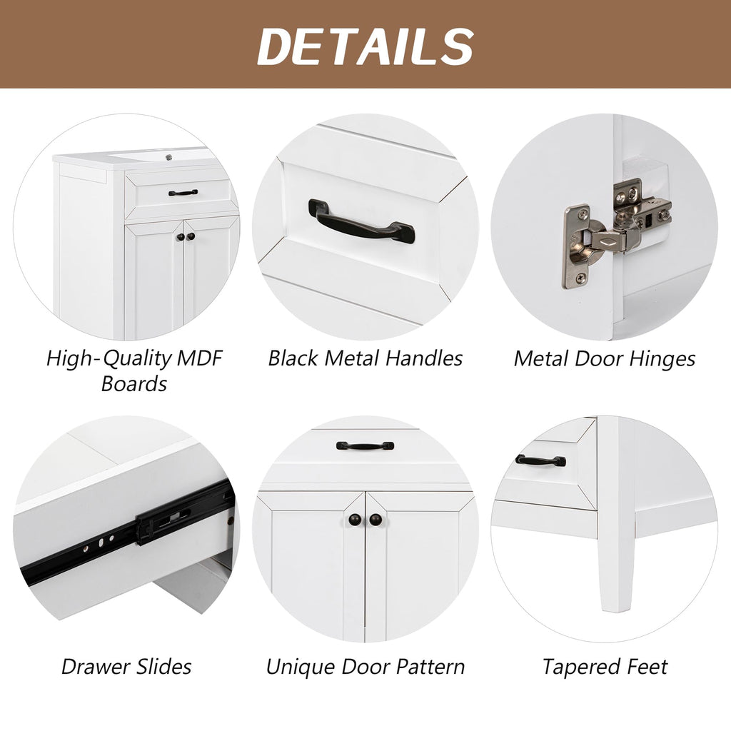 36 Inch Bathroom Vanities with Undermount Ceramic Sink, Storage Cabinet with Soft Closing Doors and Three Drawers, Solid Wood Frame, Natural Wood