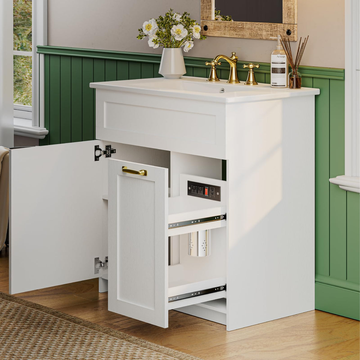 30" Bathroom Vanity with Sink, Wall Mounted Cabinet, Black