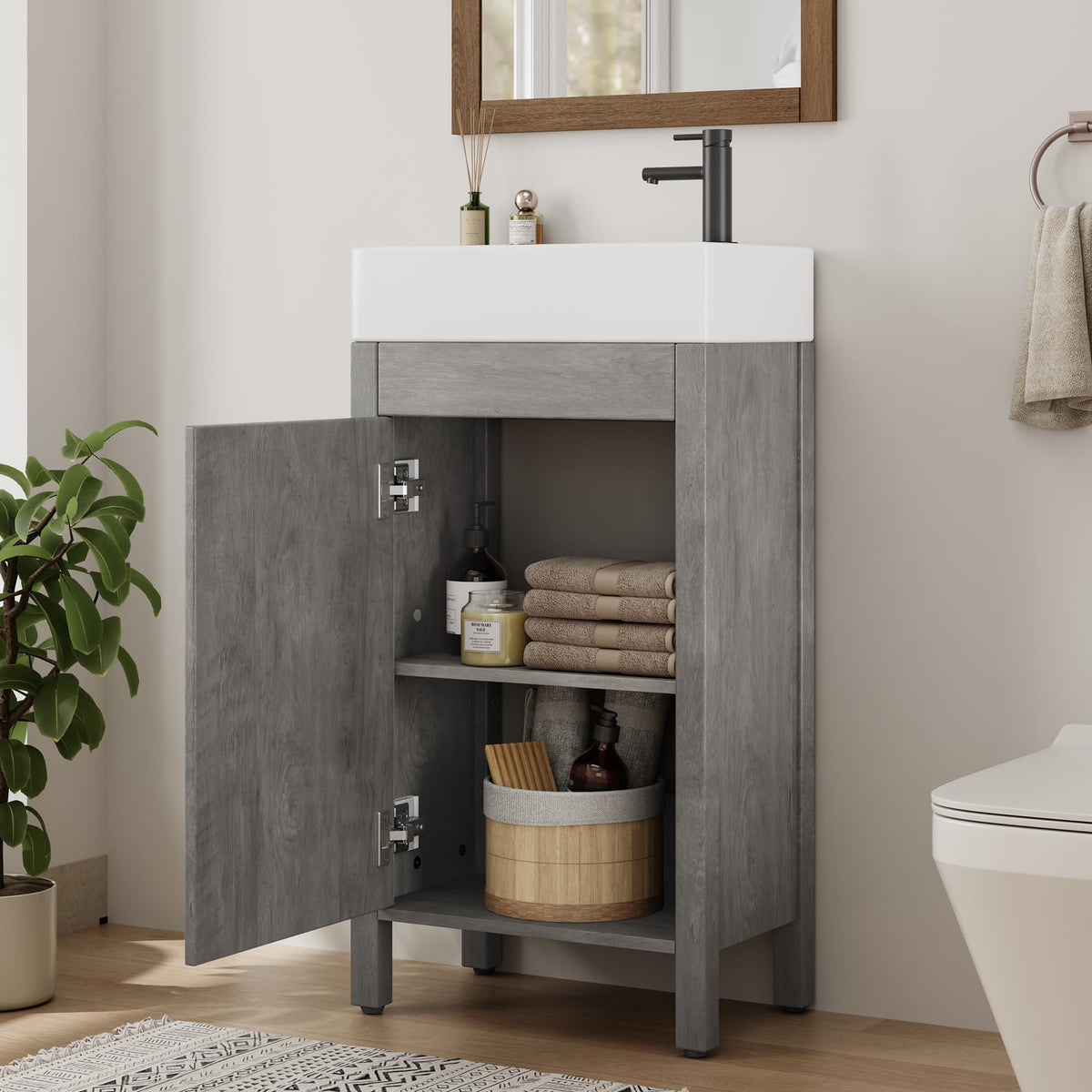 Garvee 24" Bathroom Vanity with Sink, Freestanding Bathroom Cabinet