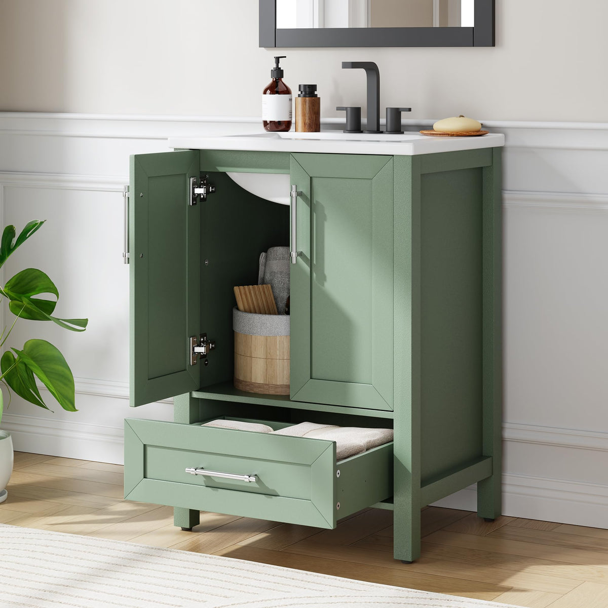 Garvee 24" Bathroom Vanity with Sink, Freestanding Bathroom Cabinet