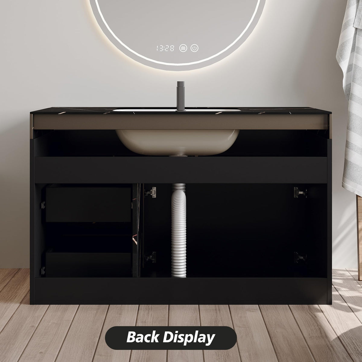 Glintee 40" Floating Bathroom Vanity & Sintered Stone Top, Black