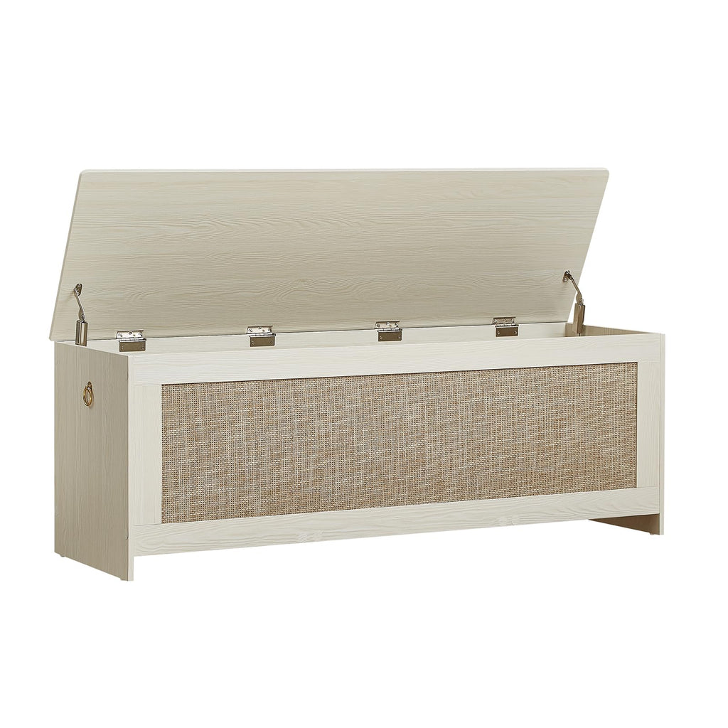 51.2" Storage Chest Extra Large, Rattan Storage Bench,(Cherry Brown