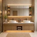 66 in Freestanding Double-Sink Bathroom Vanity with LED Mirror
