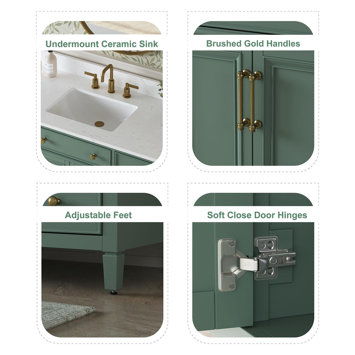 60 Inch Bathroom Vanity with Double Sink Combo, Greige