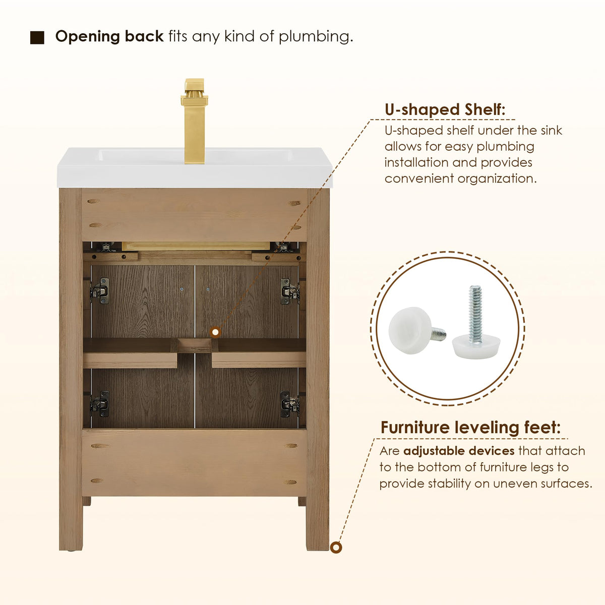 48 Inch Bathroom Vanity with Sink Modern Single Vanities with Countertop