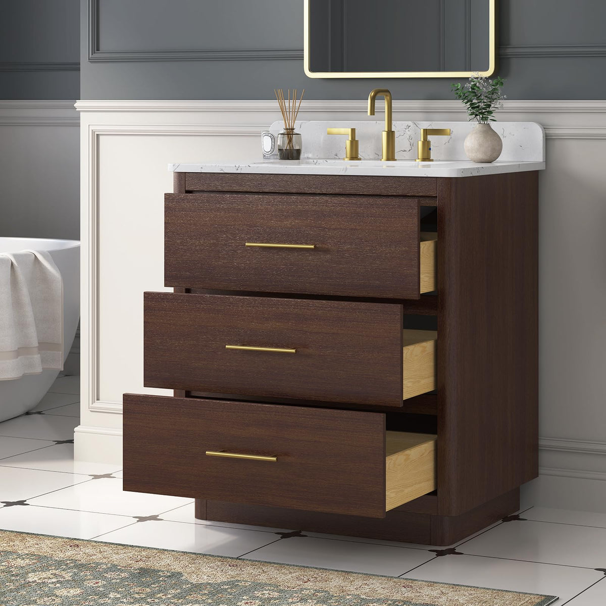 60 Inch Bathroom Vanity with Double Sink Combo, Greige
