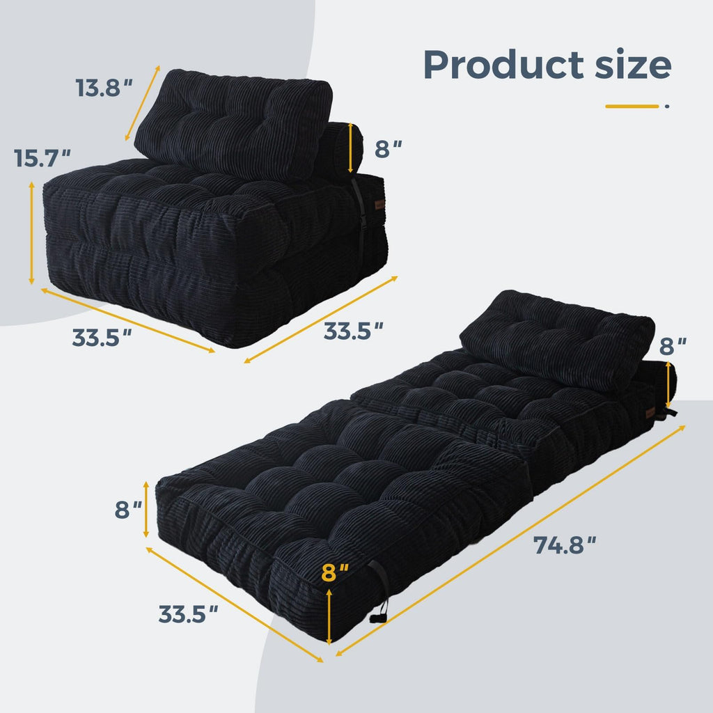 MAXYOYO Folding Sofa Bed, Convertible Chair Bed with Pillow