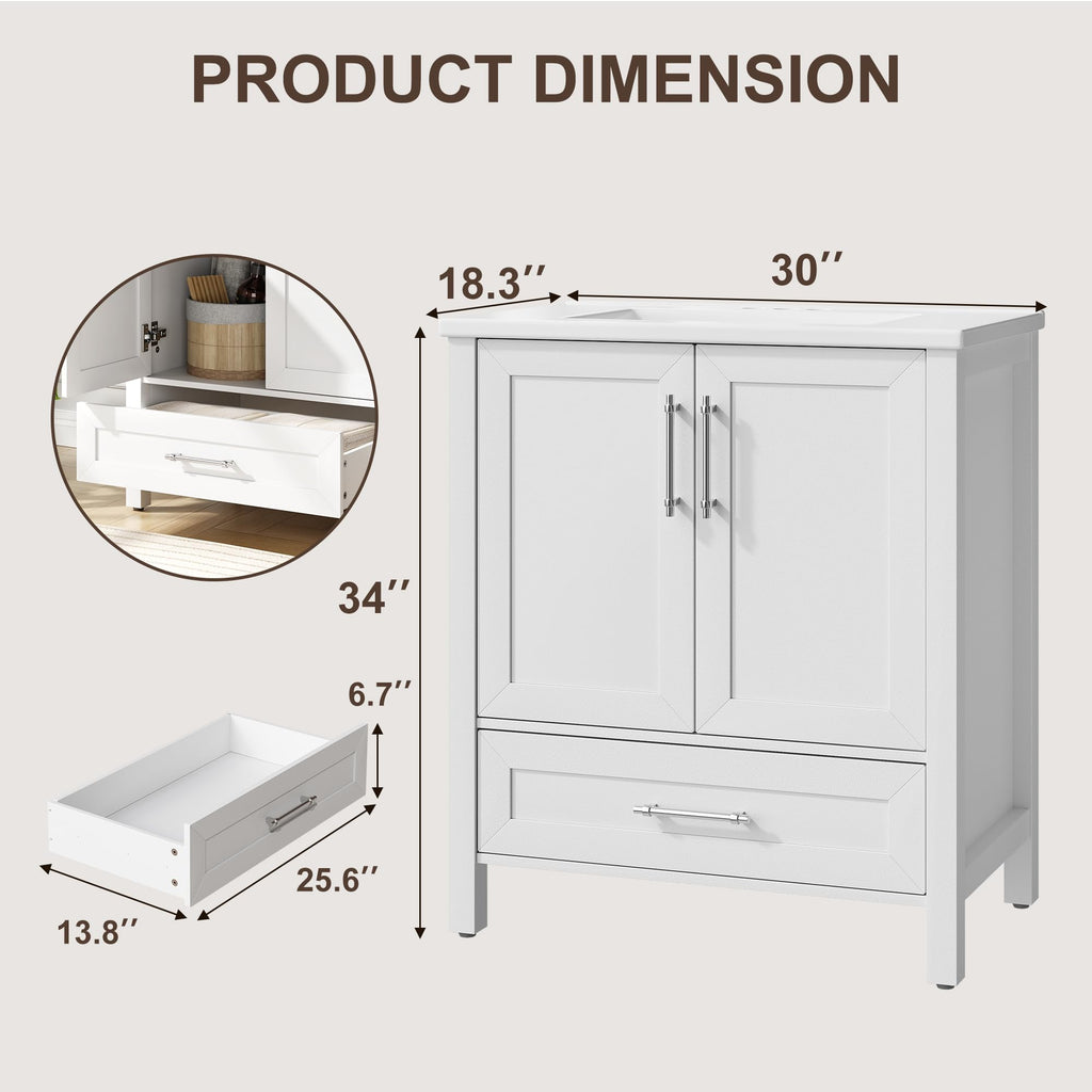 Garvee 24" Bathroom Vanity with Sink, Freestanding Bathroom Cabinet