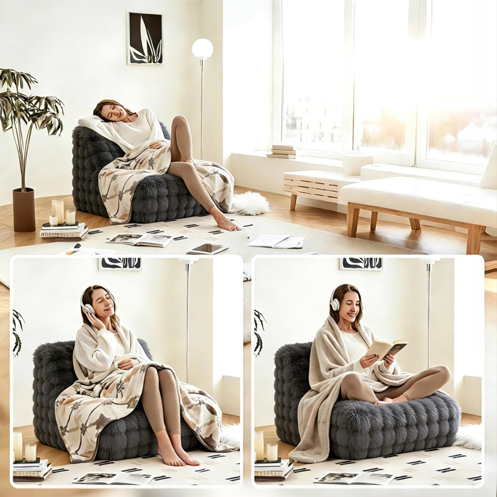 Memory Foam Bean Bag Chair, Gray